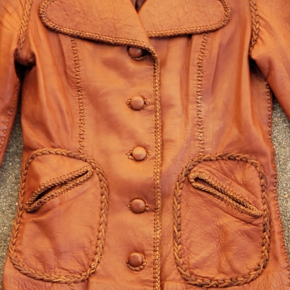 North Beach Leather Jacket 1970s 1960s Blazer Small - Picture 3 of 4